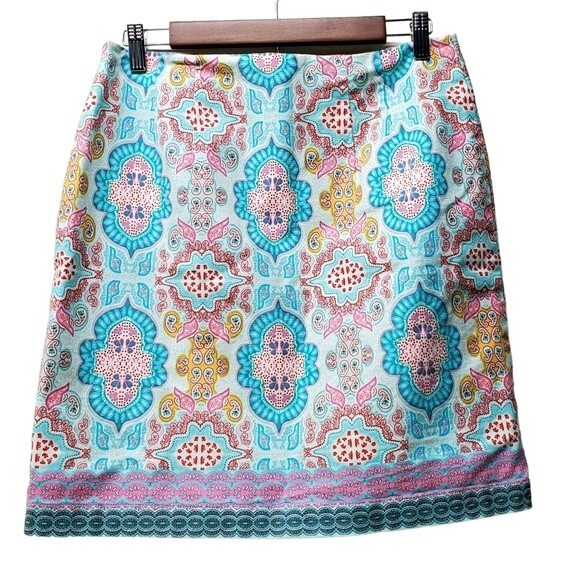 TALBOTS Moroccan Medallion Print A-Line Mini Skirt Size 6 - Picture 2 of 5